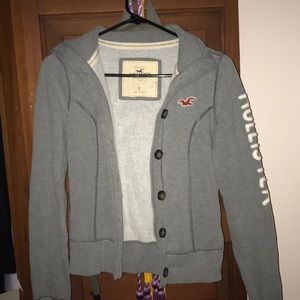 Gray Hollister long sleeve sweatshirt jacket